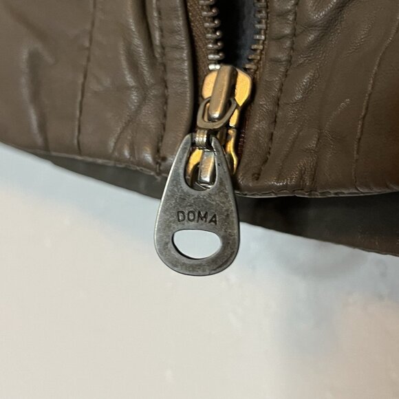 Doma Leather Jacket S Womens Olive Gray Moto Zip Off Sleeves Hoodie - Picture 10 of 11